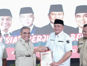 Sekjen Partai Gerindra Ahmad Muzani mendeklarasikan Rudy Susmanto sebagai Calon Bupati Kabupaten Bogor di Pilkada mendatang