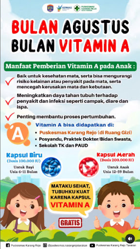 Sumber vitamin A didapatkan dari sayuran berdaun hijau, tomat, wortel, buah, hati sapi, minyak ikan, telur, dan lain sebagainya