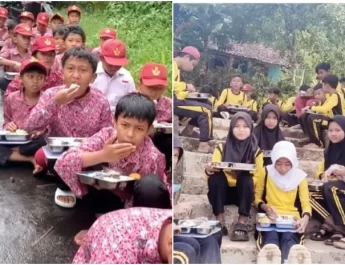 Sebuah video berdurasi 29 detik yang diunggah oleh akun TikTok rv.fthr memperlihatkan siswa SDN Bungur makan bersama di pinggir jalan dengan narasi tentang sulitnya akses ke sekolah saat musim hujan