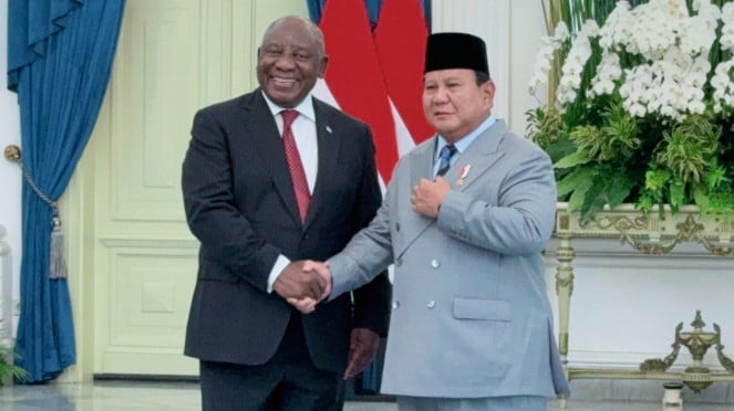 Presiden Prabowo Sambut Presiden Afrika Selatan Cyril Ramaphosa di Istana Merdeka